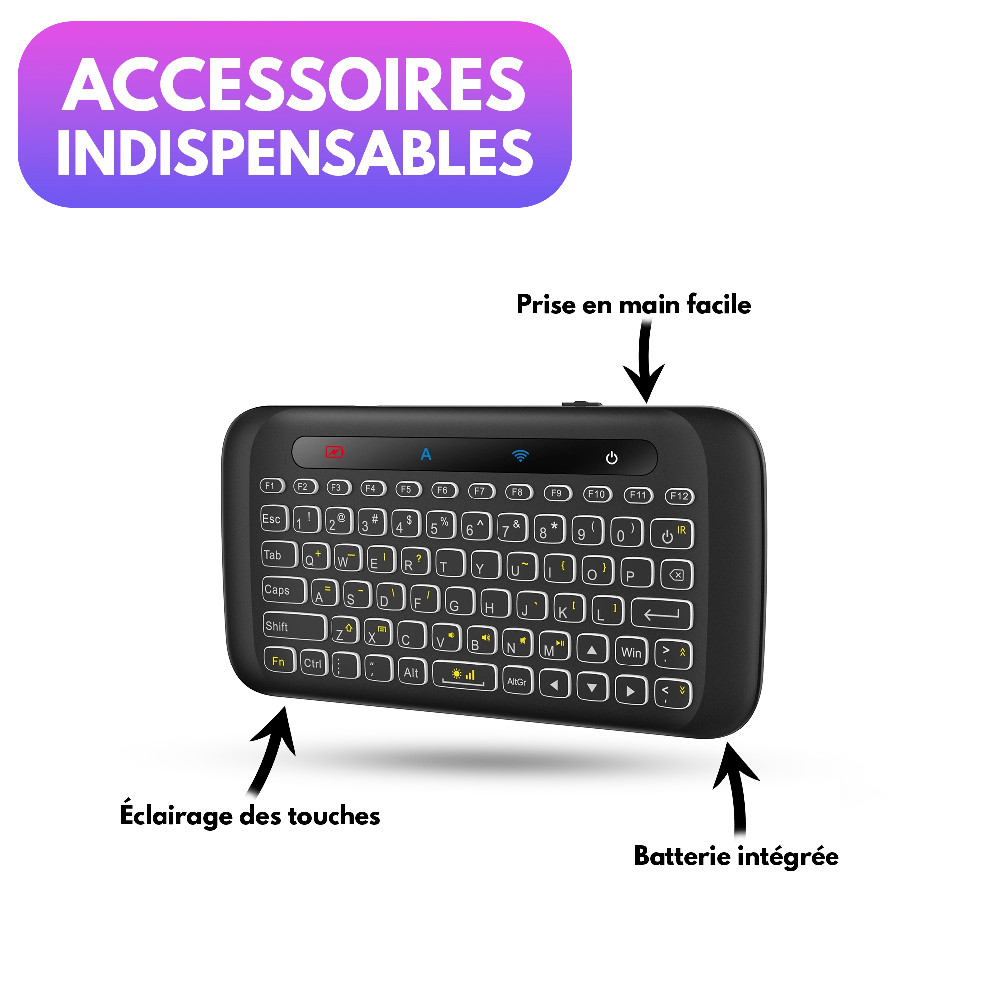 Clavier Tactile Rétroéclairé | Navigation Facile pour Vidéoprojecteur