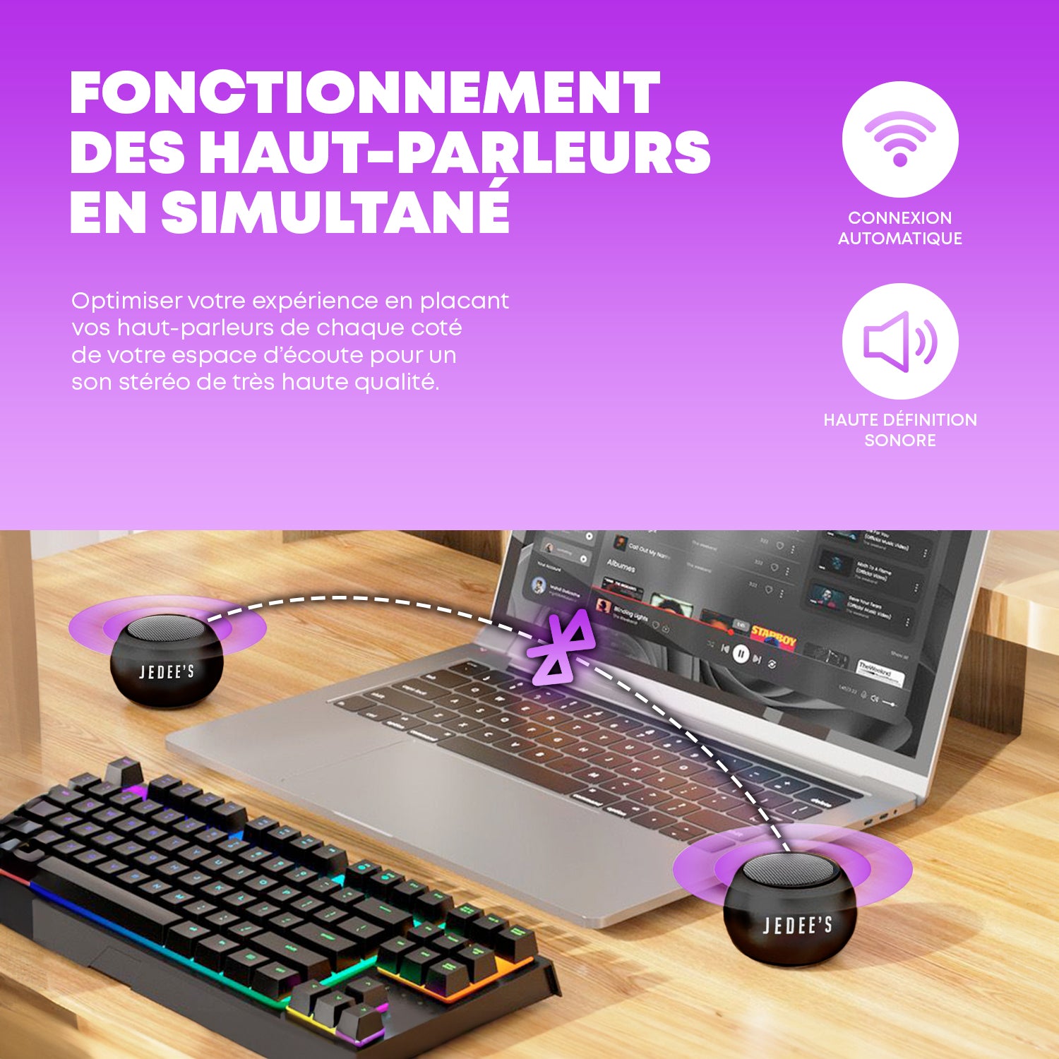 Mini Enceinte Bluetooth duo Avec Station de charge Magnétique Jedee's