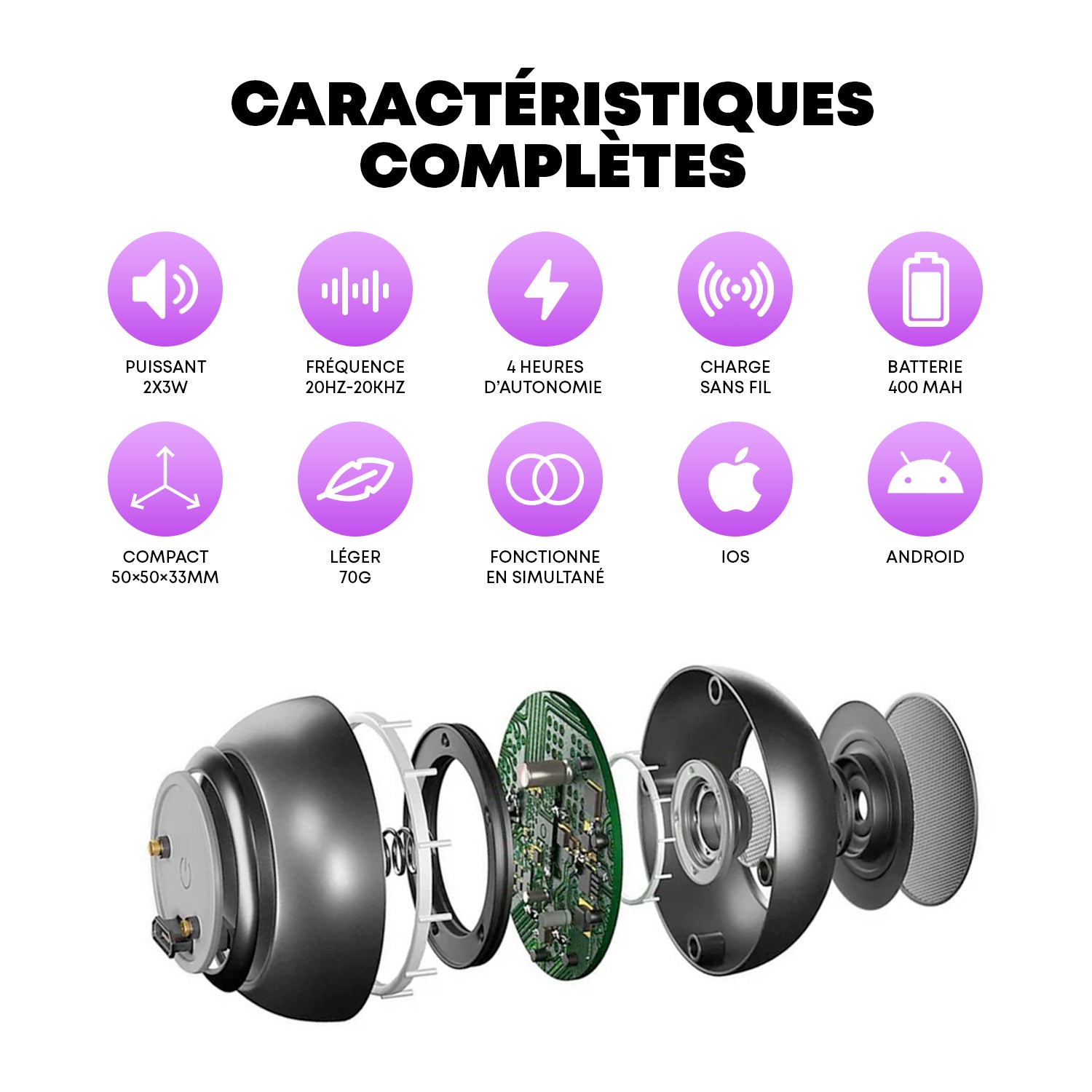 Mini Enceinte Bluetooth duo Avec Station de charge Magnétique Jedee's