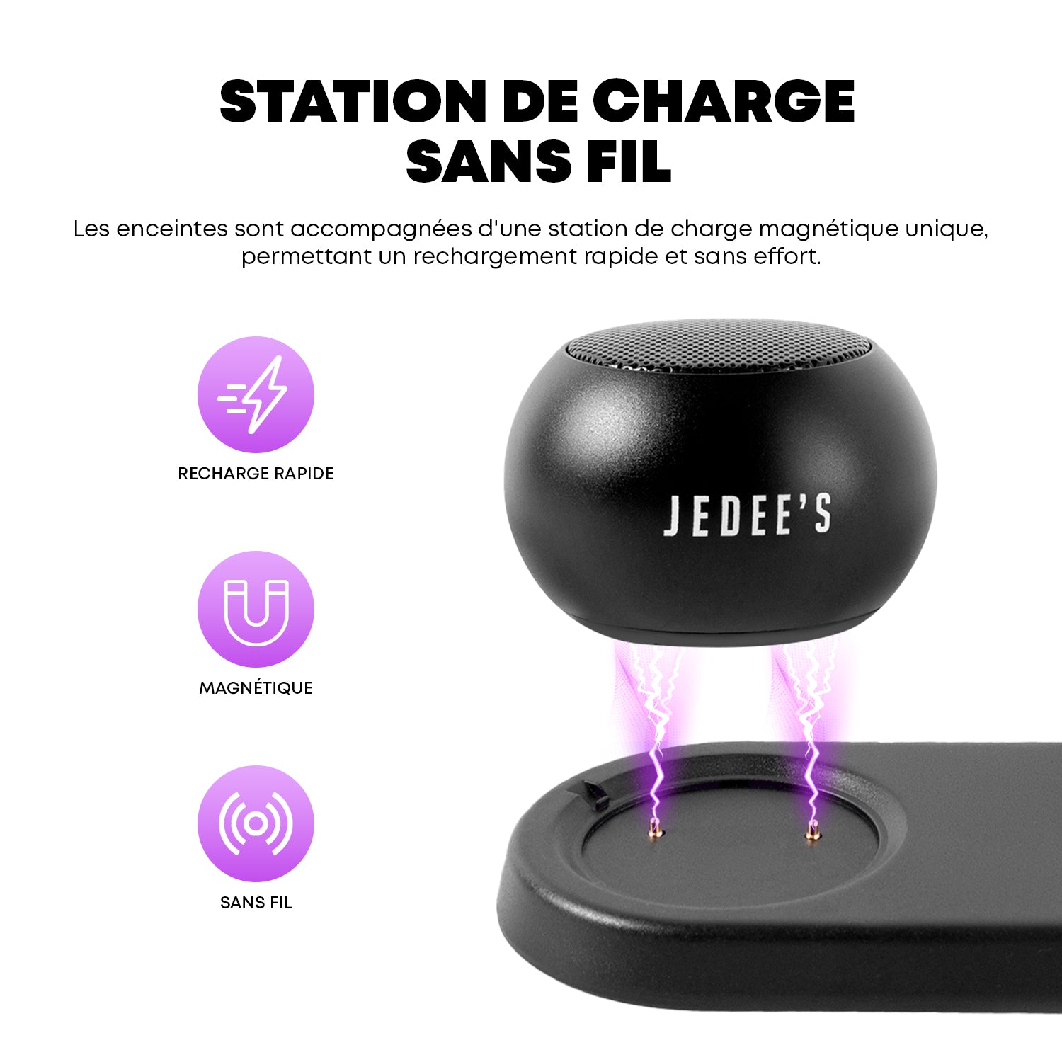 Mini Enceinte Bluetooth duo Avec Station de charge Magnétique Jedee's