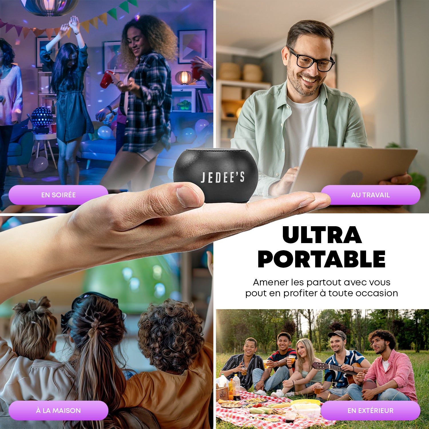 Mini Enceinte Bluetooth duo Avec Station de charge Magnétique Jedee's
