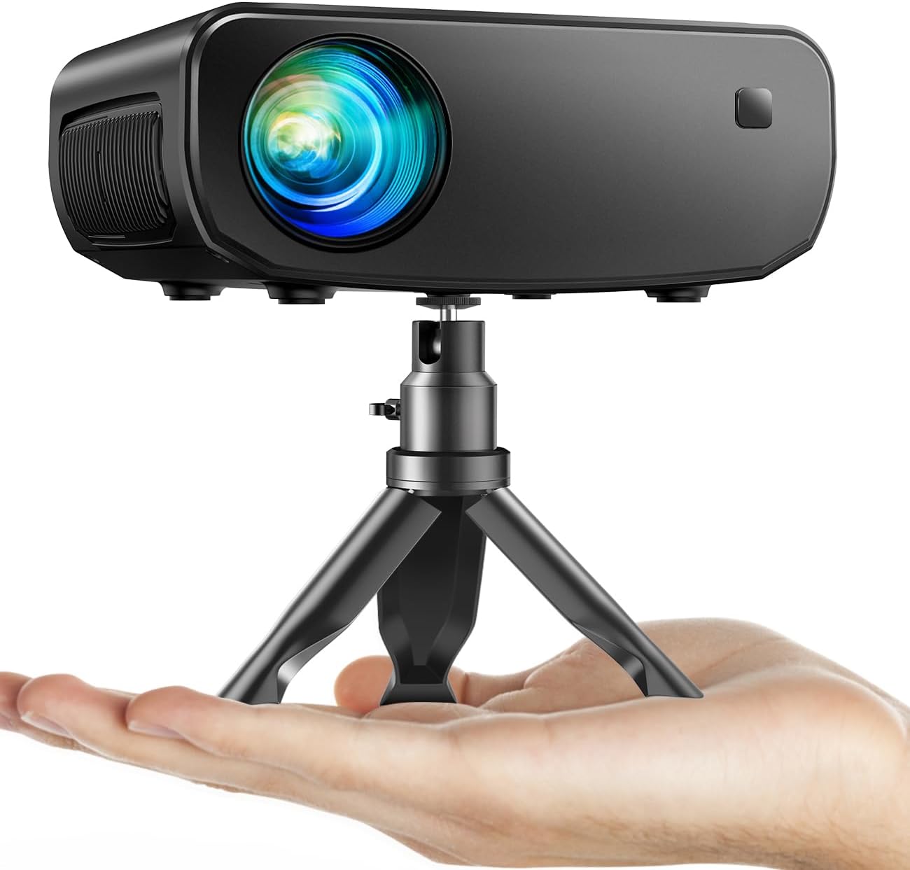 Projecteur, ELEPHAS WiFi Mini Projector Full HD 1080P, 15000 Lux Projecteur Portable Compatible avec iOS/Android/Tablet/PC/TV Stick/USB (Trépied Inclus)